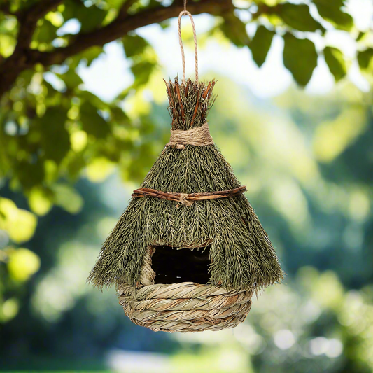Forest Canopy Natural Birdhouse – Evergreen Retreat for Feathered Quiet, Ø11×22 cm