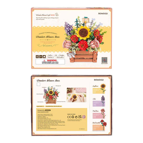 Bloom Box DIY Wooden Flower Kit – Forever Vibrant Floral Crate, 658 Pieces by Robotime