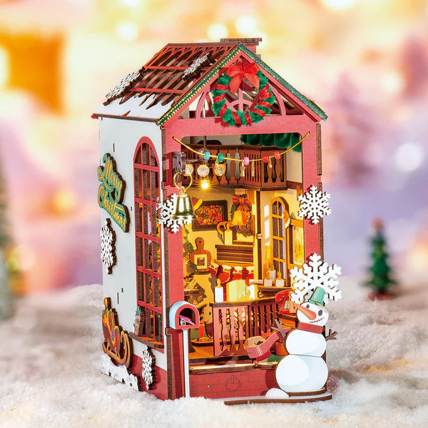 Christmas Cabin DIY Wooden Book Nook Kit – Fairytale Holiday Scene, 206 Pieces by Robotime