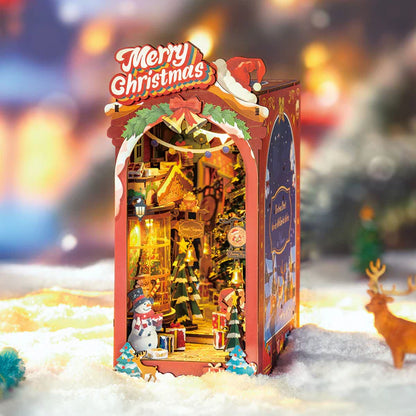 Christmas Street DIY Wooden Book Nook Kit – Wonderful Holiday Alley, 289 Pieces by Robotime