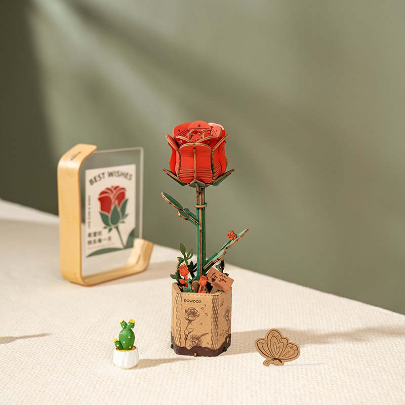 DIY Houten modelbouw Bloem Red Rose