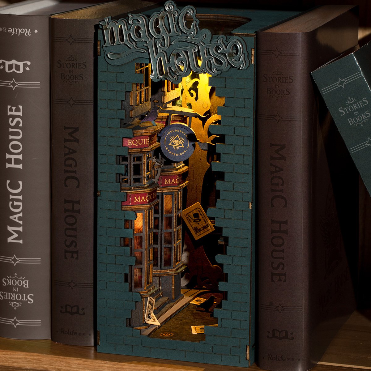 Magic House DIY Wooden Book Nook Kit – Enchanted Witch's Passage, 216 Pieces by Robotime
