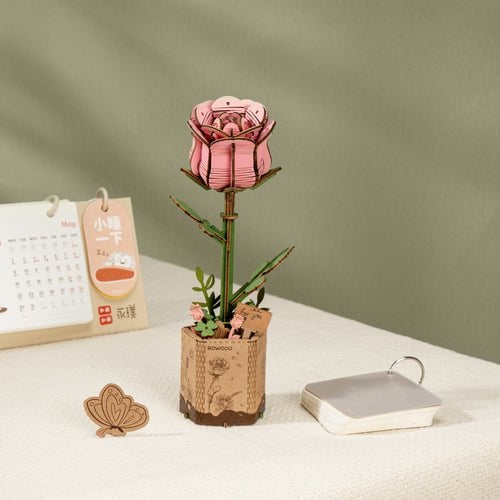 DIY Houten modelbouw Bloem Pink Rose