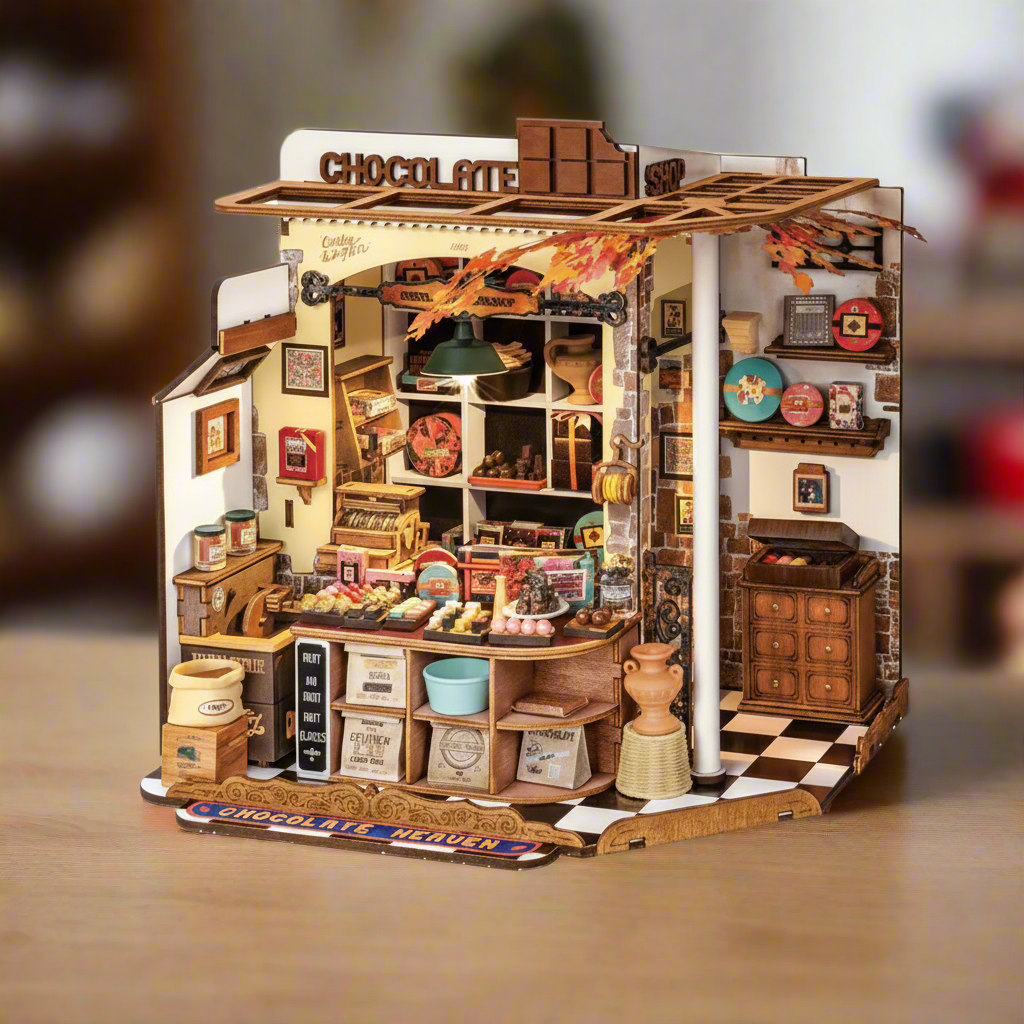 Henry’s Chocolate DIY Wooden Miniature Kit – Nostalgic Candy Shop Display, 330 Pieces