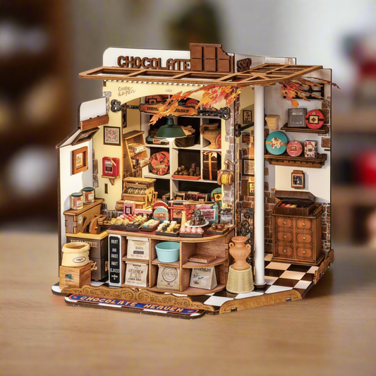Henry’s Chocolate DIY Wooden Miniature Kit – Nostalgic Candy Shop Display, 330 Pieces