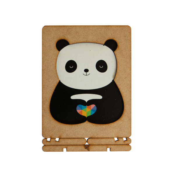 Houten Ansichtkaart - Panda Love