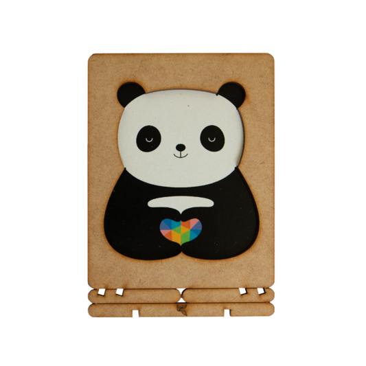 Houten Ansichtkaart - Panda Love