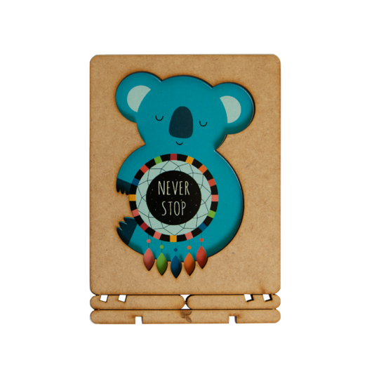 Houten Ansichtkaart Never Stop Dreaming Koala