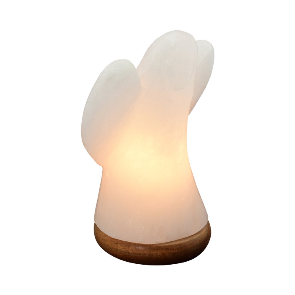 Himalaya Zoutkristal Lamp engel met houten voet 19 cm hoog