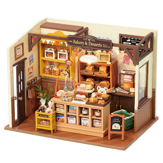 Miniatuurmodel "Becka's Bakhuis" – Bakkerij-doe-het-zelfpakket met ledverlichting (141 stuks)