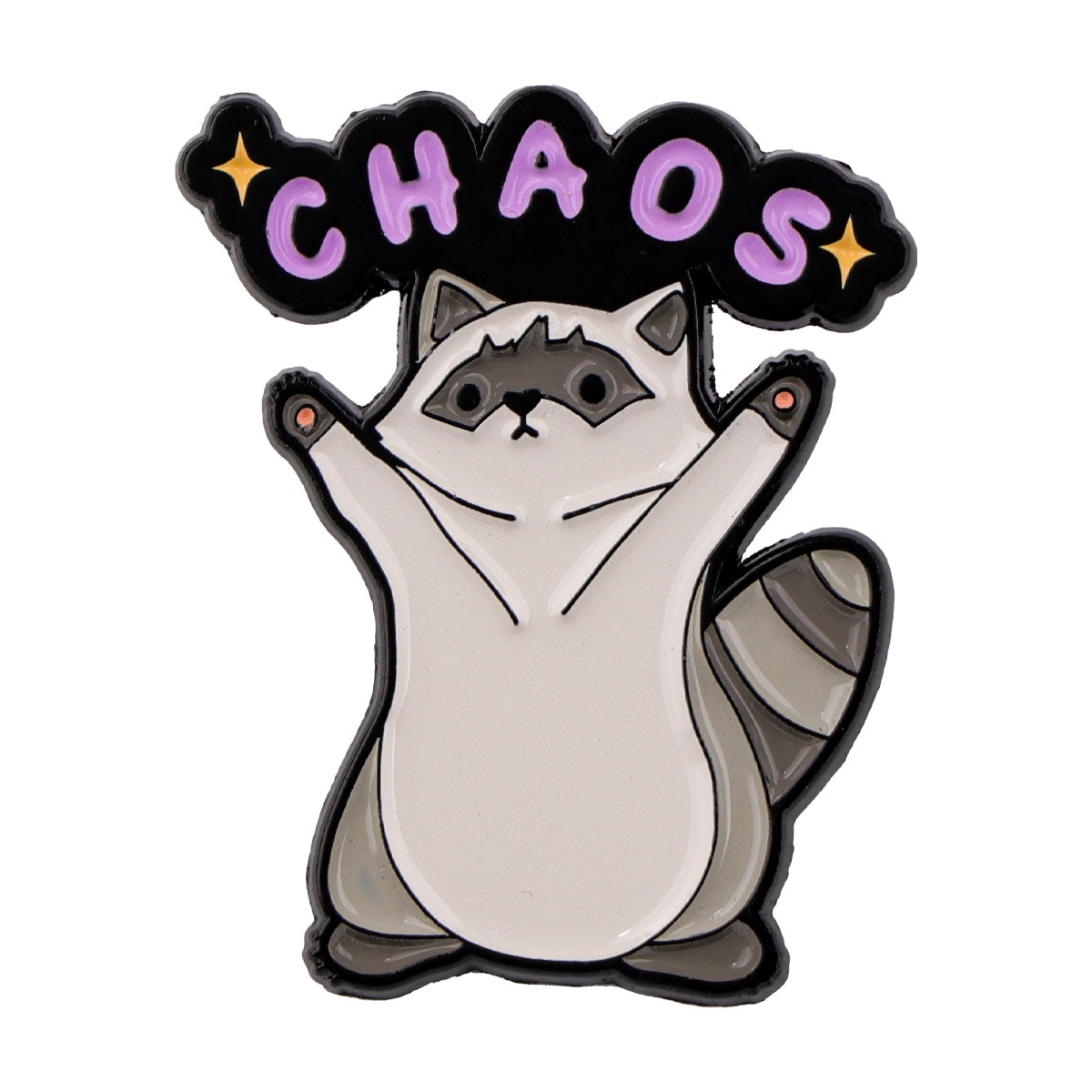Chaos Raccoon Enamel Pin – Unhinged Mascot Metal Badge