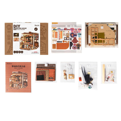 Henry’s Chocolate DIY Wooden Miniature Kit – Nostalgic Candy Shop Display, 330 Pieces