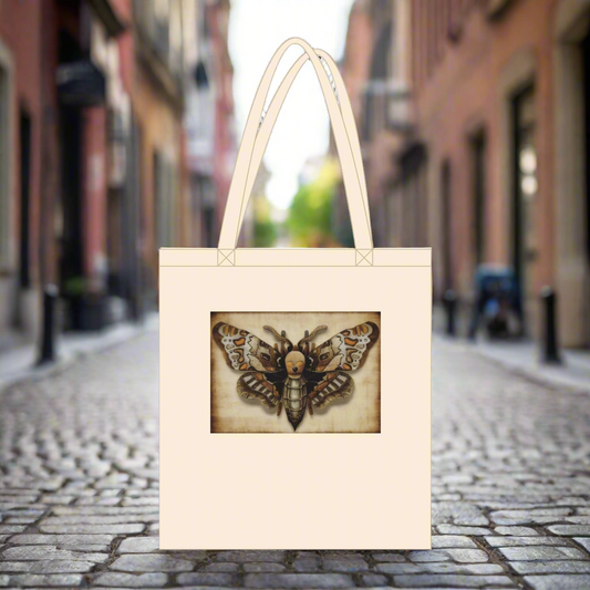 Gothic Moth Eco-Cotton Tote – Earth-Kind, Practical & Mystical, 10 liter / in 2 kleuren