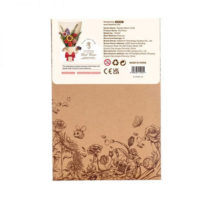 Red Rose DIY Wooden Flower Kit – Bloom of Enduring Love, 106 Pieces by Robotime