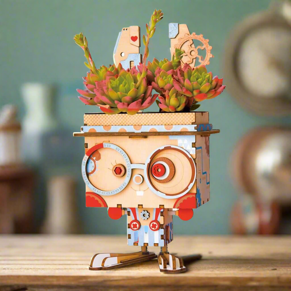 Moon-Burrow DIY Planter – Cheerful Bunny Succulent Pot, 66 Pieces by Robotime