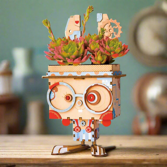 Moon-Burrow DIY Planter – Cheerful Bunny Succulent Pot, 66 Pieces by Robotime