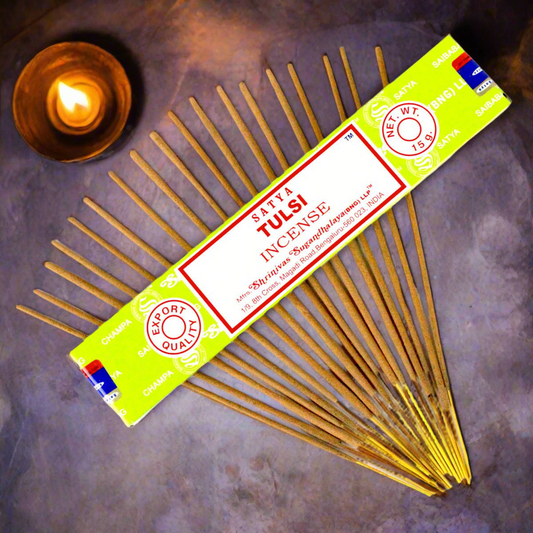 Satya Tulsi Incense Sticks  – Scent of Sacred Clarity, 15 g by Satya / Shrinivas Sugandhalaya