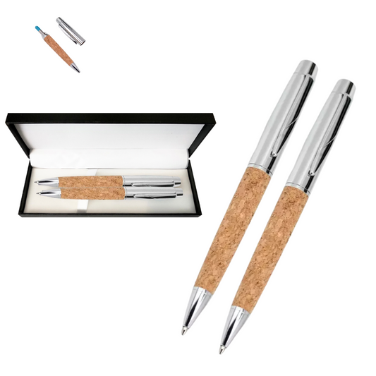 Eco-Friendly Cork Pen Gift Box – Gift Set of 2 Sustainable Ballpoint Pens in Elegant Case