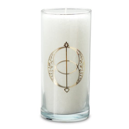 Avalon Candle – Magical Glass Candle for Indoors & Outdoors, White, 14cm