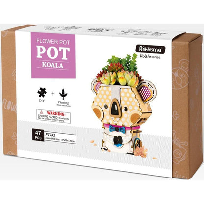 Cute Koala DIY Planter Kit – Wooden Succulent Pot (47 pieces)