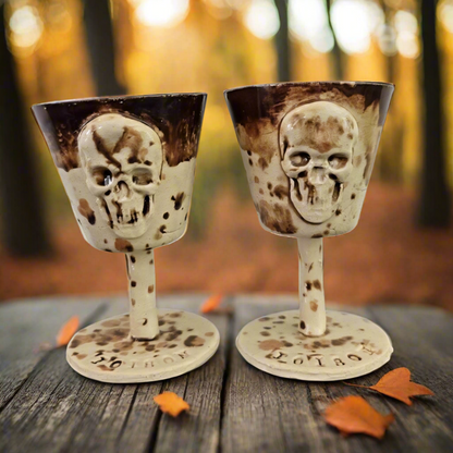 Skull Chalice Wineglasses – Set of 2 Macabre Toasting Vessels, Ø6.5×10 cm