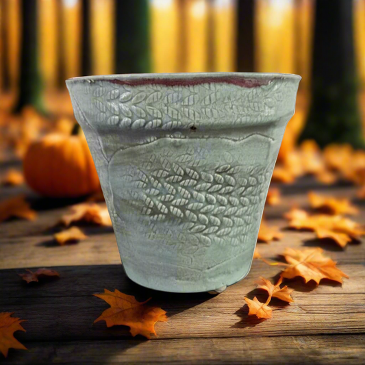 Verdant Autumn Ceramic Planter – Harvest Offering Ceramic Pot, Ø10×10 cm