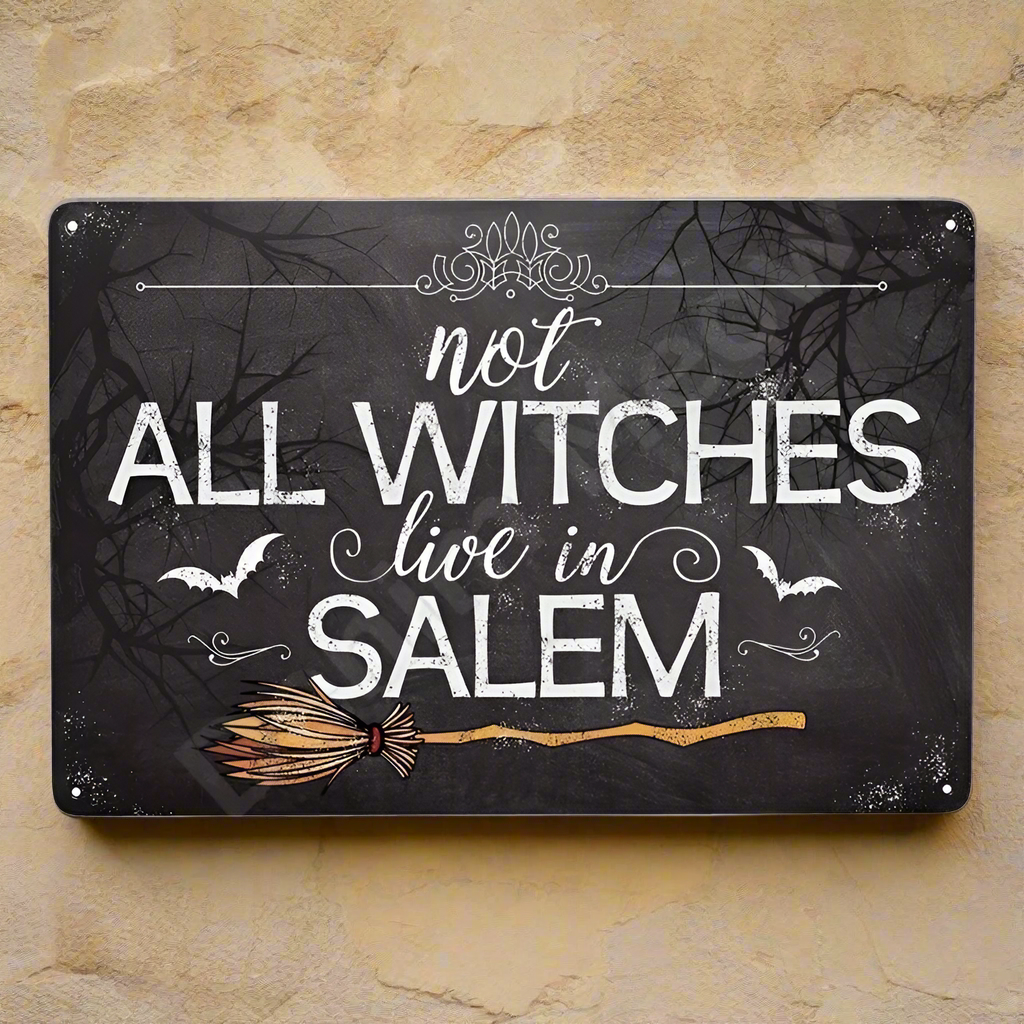 Salem Witches Metal Sign – Witchy Warning Wall Art, 20×30 cm