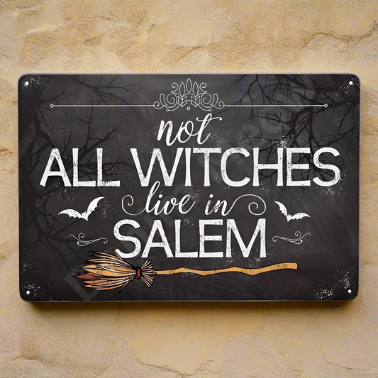 Salem Witches Metal Sign – Witchy Warning Wall Art, 20×30 cm