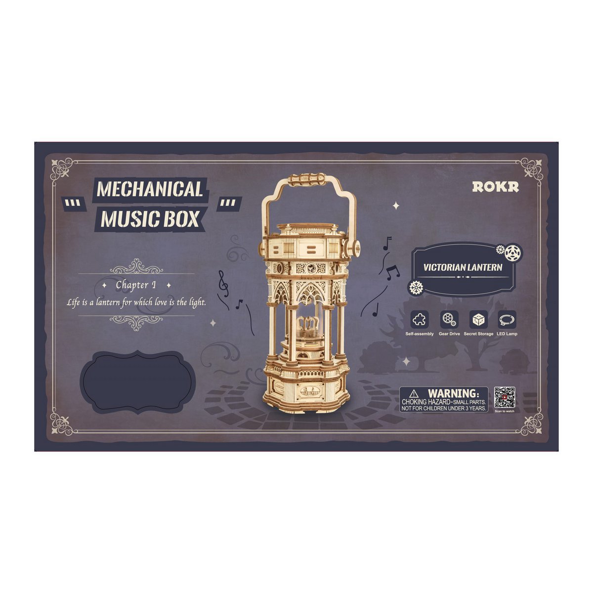 Victorian Lantern DIY Wooden Music Box Kit – Retro Ilumination,210 Pieces by Robotime