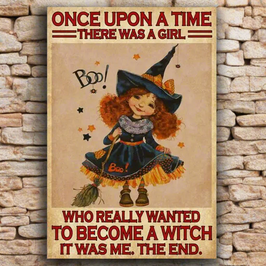 Witchy Girl Metal Sign – Childhood Dream Wall Art, 20×30 cm
