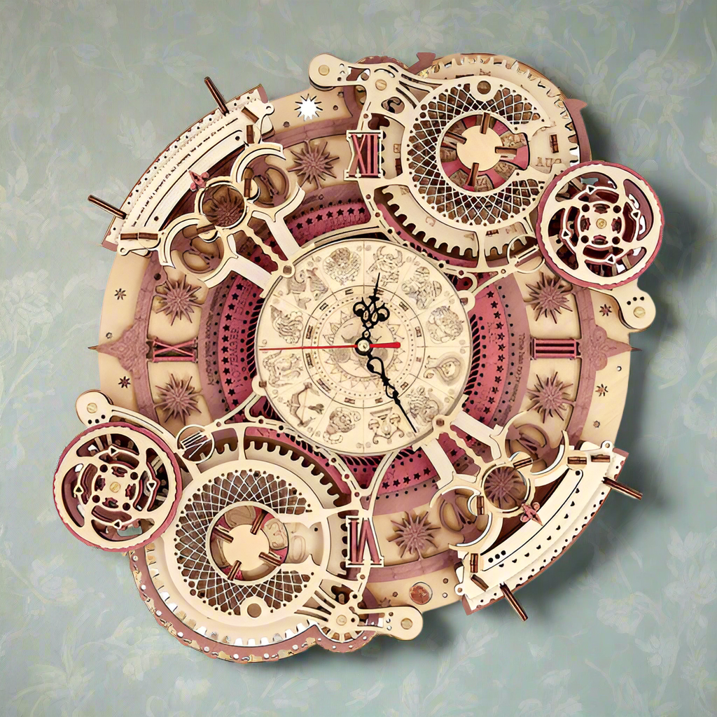 Zodiac Timekeeper DIY Wooden Clock Kit – Baroque Cosmic Precision, 168 pieces by Robotime