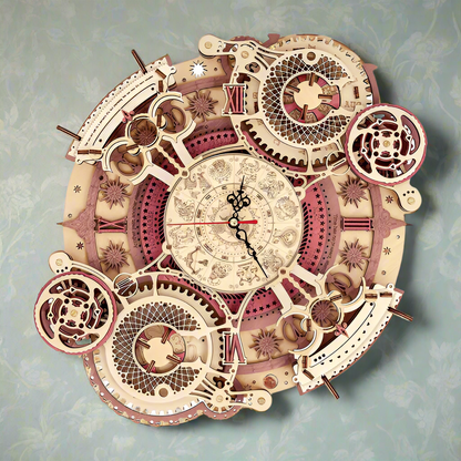 Zodiac Timekeeper DIY Wooden Clock Kit – Baroque Cosmic Precision, 168 pieces by Robotime