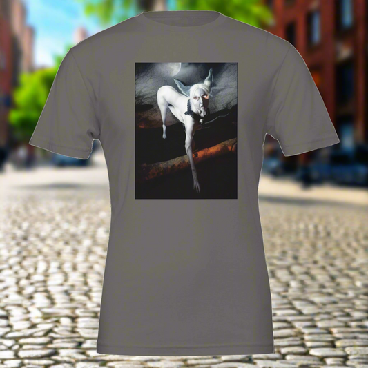 Demon Dog Unisex T-shirt – Fair-Made, Airy & Eerie, in 3 kleuren / alle maten