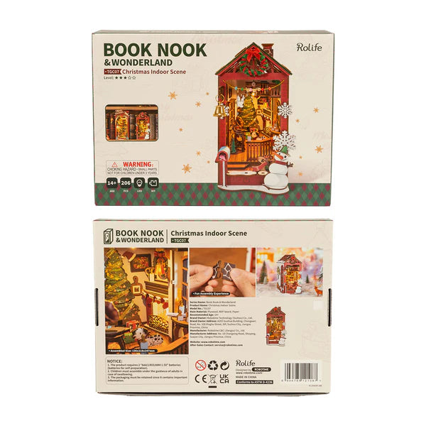 Christmas Cabin DIY Wooden Book Nook Kit – Fairytale Holiday Scene, 206 Pieces by Robotime