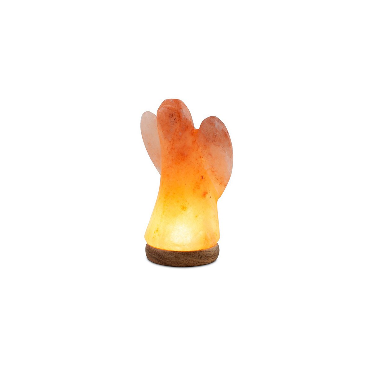 Zoutlamp, USB, Engel Oranje met Ledlamp, 13 cm hoog