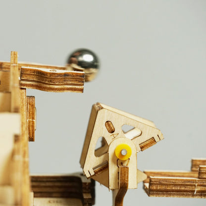 Classic Whirl DIY Wooden Marble Run Kit – Gravity's Quiet Spell, 233 Pieces by Robotime