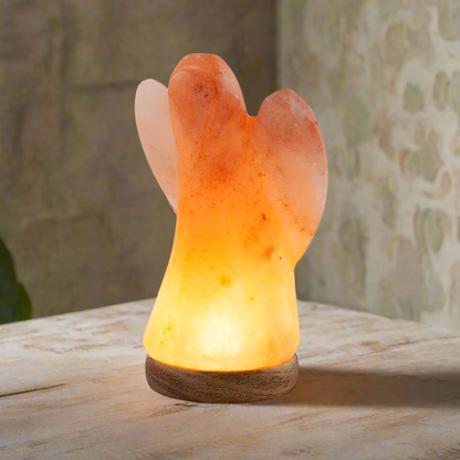 Celestial Glow Salt Lamp – Crystal Angel Light for Sacred Stillness, 13 cm