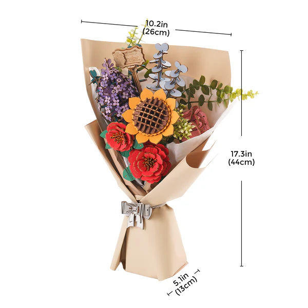 Late Summer Beauty DIY Wooden Flower Kit – Handbuilt Blooming Arrangement, 581 Pieces by Robotime