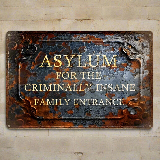 Insane Asylum Metal Sign – Family Entrance Wall Art, 20×30 cm

