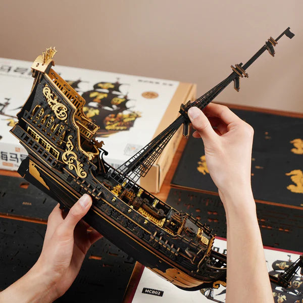 Seahorse Barque DIY Wooden Ship Model – Gothic Baroque Warship, 603 pieces by Robotime