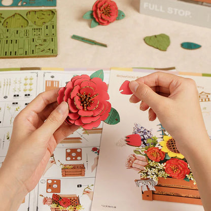 Bloom Box DIY Wooden Flower Kit – Forever Vibrant Floral Crate, 658 Pieces by Robotime