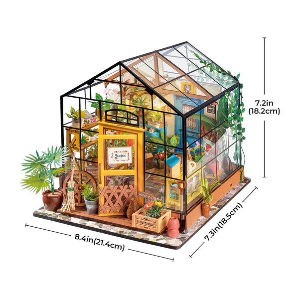 Cathy’s Flower House DIY Wooden Miniature Kit – Sunlit Garden Sanctuary, 231 Pieces by Robotime