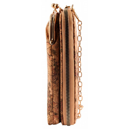 Eco-Chic Vegan Cork Shoulder Bag with Wallet – Vintage Paisley Design