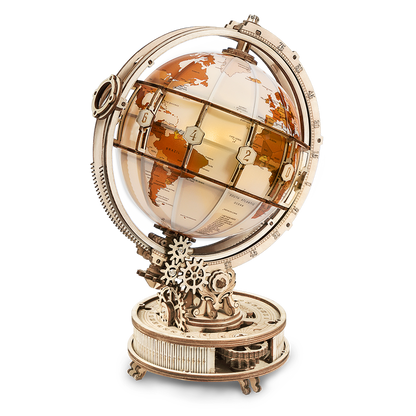 Luminous World DIY Wooden Globe Kit - Mechanical Sphere of Light, 180 pieces by Robotime