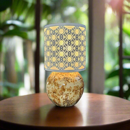 Spider Lace Lamp – Ceramic Base with Metal Lace Shade, Ø14×26 cm