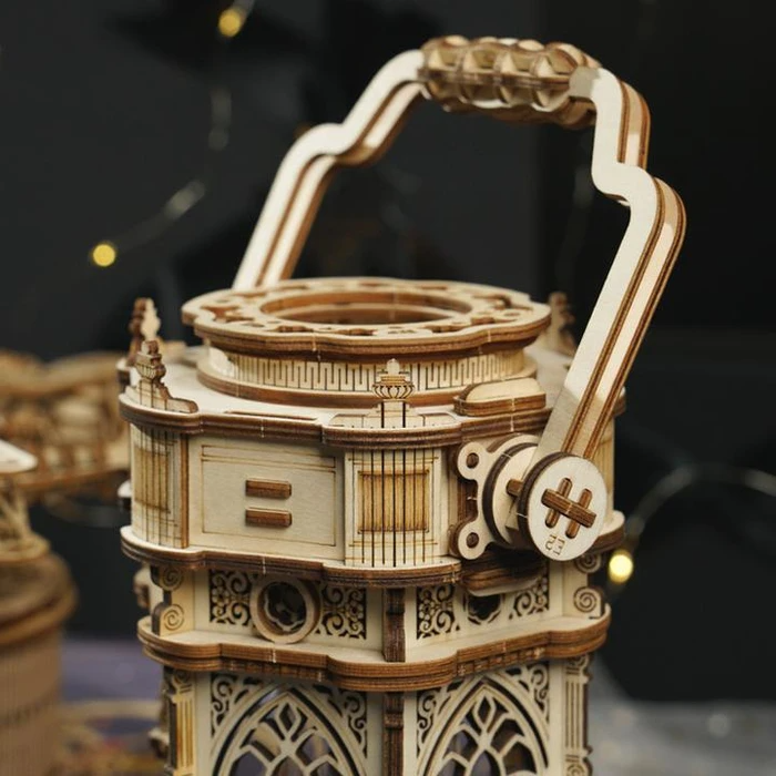 Victorian Lantern DIY Wooden Music Box Kit – Retro Ilumination,210 Pieces by Robotime