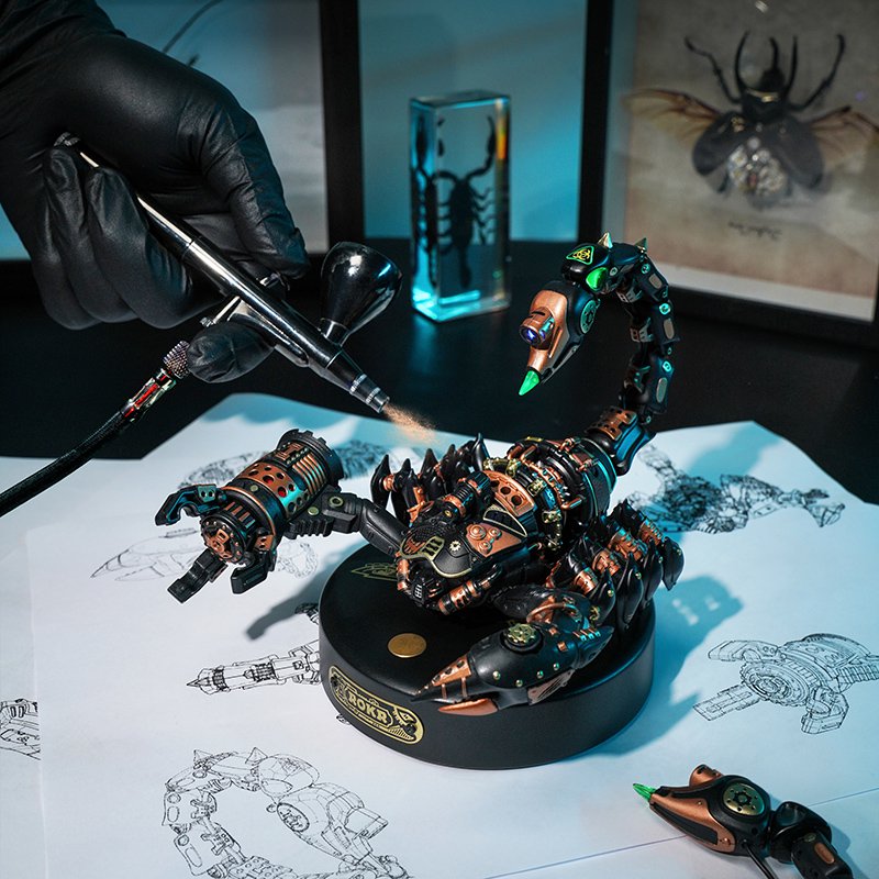 Mechanical Scorpion DIY Kit - 3D Robotic Scorpion Model with Motion & Light (123 pieces)