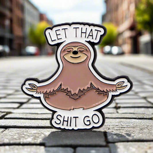 Zen Sloth Enamel Pin – Stress Releasing Metal Badge