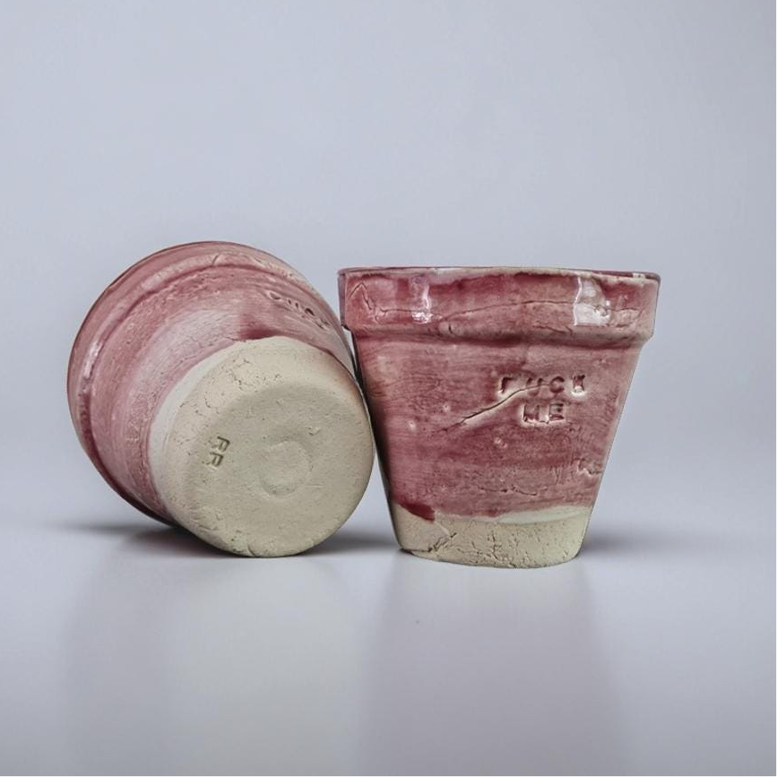 Fuck Me Espresso Cup – Bold Stoneware in Raspberry Glaze, Ø7×7 cm