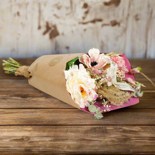 Blushing Fields Dried Bouquet – Harmony of Silk Bloom, Ø30×55 cm